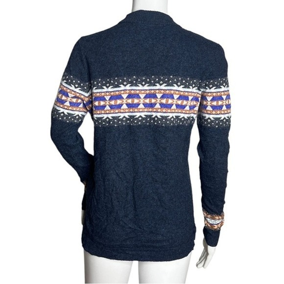 Woolrich Sweater Womens Medium Navy Blue Orange Wildview Wool Alpaca Cabincore - Picture 3 of 6